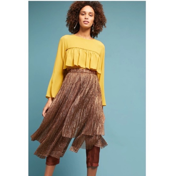 Anthropologie Dresses & Skirts - Anthropologie Maeve Womens Metallic Copper Brown NWT Skirted Pants Cocktail SZ 4